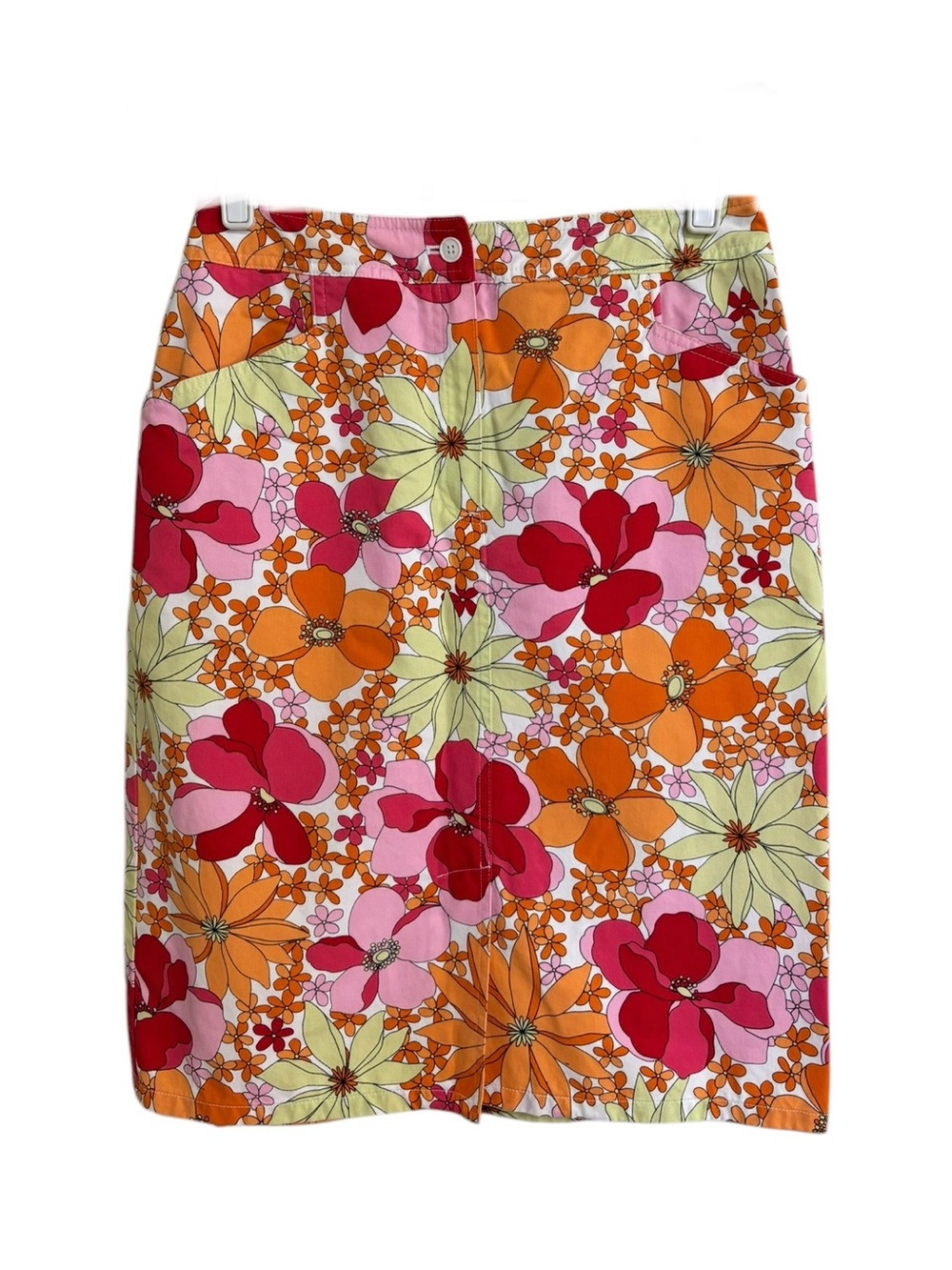 Talbots Vintage colorful retro floral print A-line  summer tropical skirt size 8